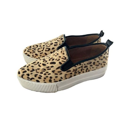 Halogen Animal Print Calf Hair Leopard Chunky Platform Slip On Leather Size 5 M - Picture 1 of 11